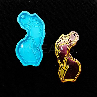Mother's Day Girl Silicone Pendant Molds AJEW-M221-02B-1