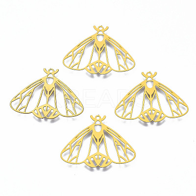 PVD Vacuum Plating 201 Stainless Steel Filigree Pendants STAS-S118-009G-NF-1