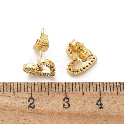 Brass Micro Pave Clear Cubic Zirconia Stud Earrings EJEW-C139-02G-1