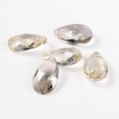 Faceted Teardrop Glass Pendants GLAA-O008-B04-1