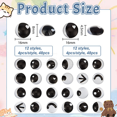 96Pcs 24 Style Glass Doll Craft Eyes Cabochons DIY-OC0011-83D-1