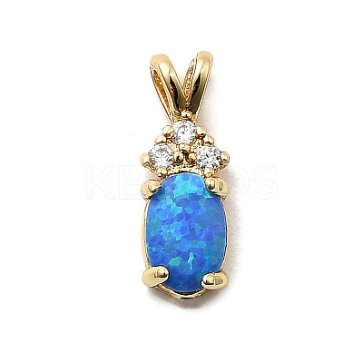 Synthetic Opal Flat Round Oval Charms KK-H089-05B-02-1