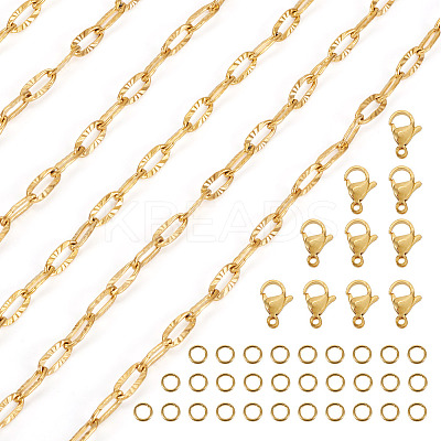 DIY 304 Stainless Steel Paperclip Chains Bracelet Necklace Making Kit DIY-TA0009-54-1