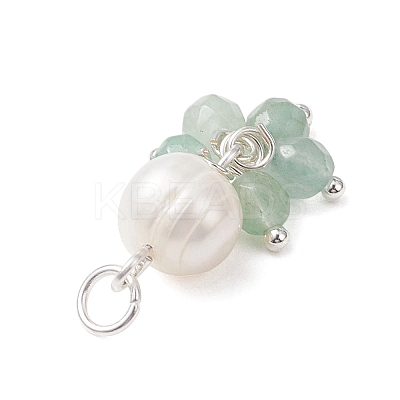 Natural Green Aventurine & Garne & Amethyst & Rose Quartz & Apatite Faceted Round & Potato Pearl Pendants PALLOY-JF04750-02-1