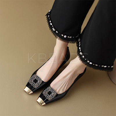 4Pcs 2 Styles Square/Rectangle Alloy Rhinestone Detachable Shoe Buckle Clips AJEW-WR0002-31B-1