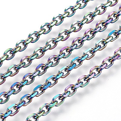 Ion Plating(IP) 304 Stainless Steel Cable Chain Necklaces NJEW-P251-01B-1