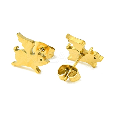 Cute Little Animal Theme 304 Stainless Steel Stud Earrings EJEW-B041-03E-G-1