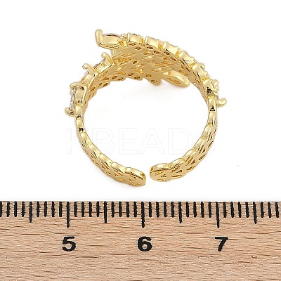 Rack Plating Brass Micro Pave Clear Cubic Zirconia Cuff Rings for Women RJEW-M028-56G-1