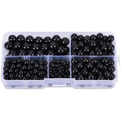 316 Pcs Synthetic Black Stone Round Beads Sets G-PH0019-03-1
