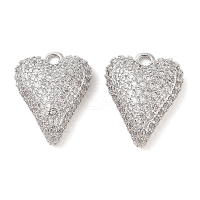 Brass Micro Pave Clear Cubic Zirconia Pendants KK-S388-01P-02-1