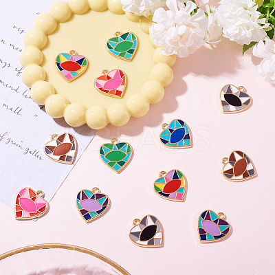 14Pcs 7 Colors Rack Plating Alloy Enamel Pendants ENAM-TA0002-53-1