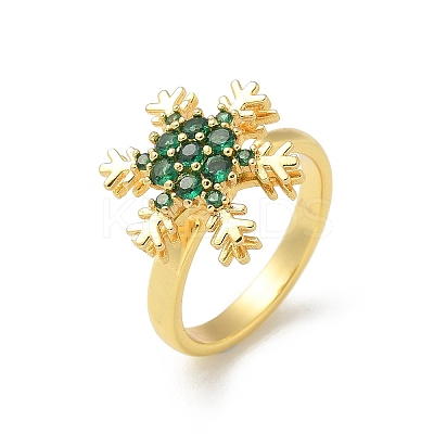 Snowflake Rotatable Open Cuff Rings for Women RJEW-R007-01G-1