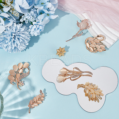 7Pcs 7 Styles Alloy Crystal Rhinestone Brooches for Women JEWB-WR0001-11-1