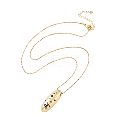 Brass Micro Pave Cubic Zirconia Letter Pendant Necklaces KK-Z069-01G-I-1