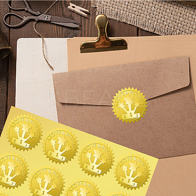 34 Sheets Self Adhesive Gold Foil Embossed Stickers DIY-WH0509-033-1