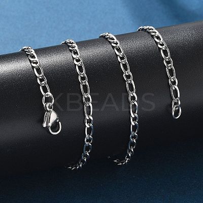 Non-Tarnish 304 Stainless Steel Figaro Chain Necklaces NJEW-E143-04P-1