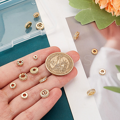 16Pcs 8 Styles Brass Micro Pave Cubic Zirconia Beads KK-PH0005-97-1