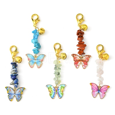 Alloy Enamel Butterfly Pendant Decoration HJEW-JM01555-1