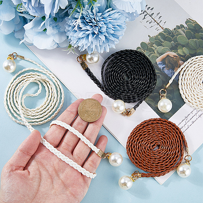 Imitation Leather Braided Chain Belts with Imitation Pearl AJEW-CP0008-67B-1