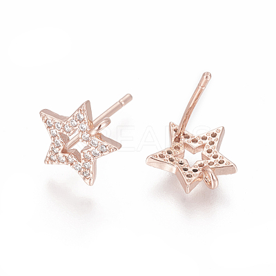 Brass Stud Earring Findings ZIRC-O034-17RG-1