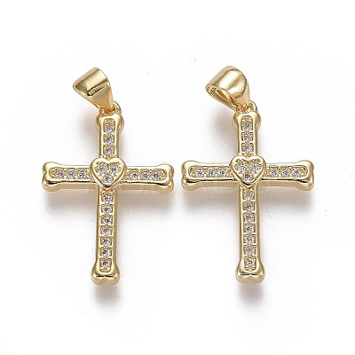Brass Micro Pave Cubic Zirconia Pendants LS-ZIRC-F115-04G-1
