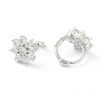 Brass Micro Pave Clear Cubic Zirconia Huggie Hoop Earrings EJEW-L234-023P-1