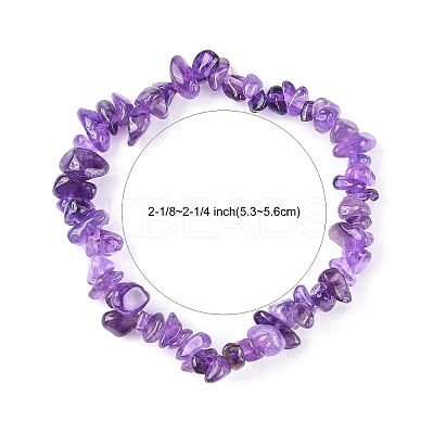 Valentines Day for Lovers Ideas Amethyst Chips Stretch Bracelets X-BJEW-JB01308-03-1