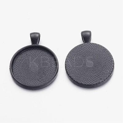 Electrophoresis Alloy Flat Round Pendant Cabochon Settings PALLOY-Q304-16-NR-1