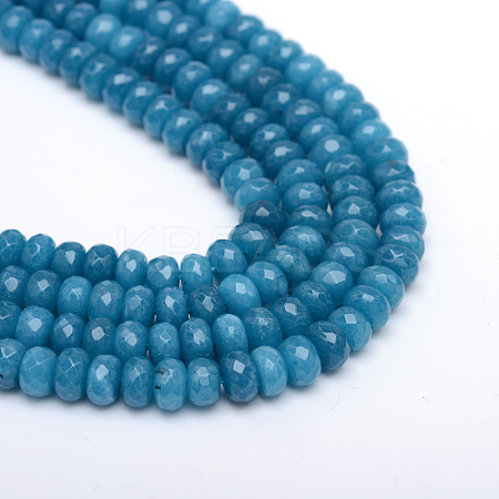Faceted Rondelle Dyed Natural White Jade Bead Strands X-G-R343-4x6-02-1