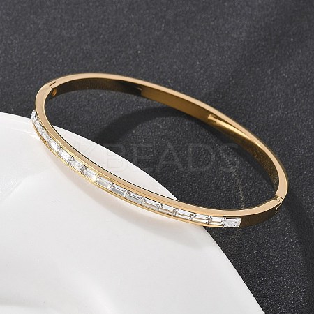 304 Stainless Steel Rhinestone Bangles for Women BJEW-Z092-08G-1