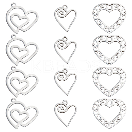 18Pcs 3 Style 201 Stainless Steel Pendants STAS-DC0007-47-1