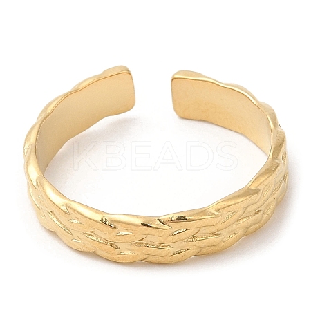 304 Stainless Steel Textured Open Cuff Ring RJEW-K248-08G-1
