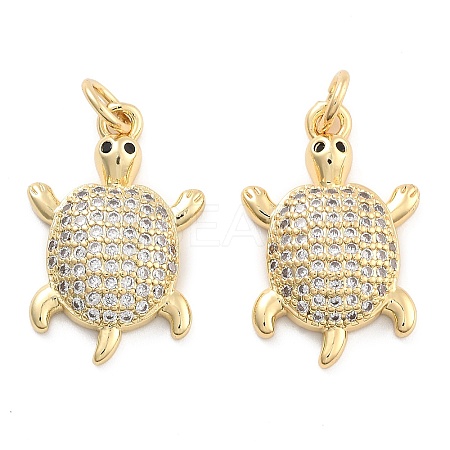 Brass Pave Clear Cubic Zirconia Pendants KK-U009-12K-G-1