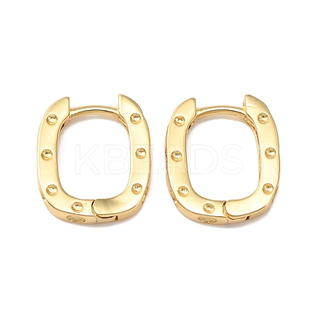 Brass Oval with Polka Dot Hoop Earrings for Woman EJEW-F314-02A-G-1