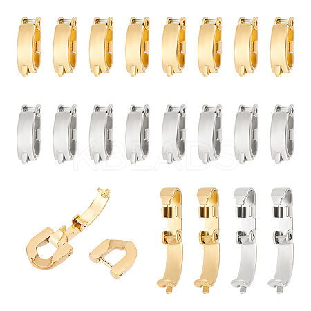 40Pcs 2 Colors 304 Stainless Steel Fold Over Clasps STAS-UN0056-16-1