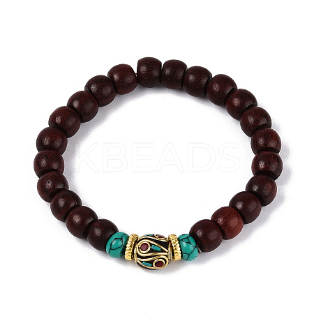 Rondelle Sandalwood Mala Bead Bracelets BJEW-N010-012-1