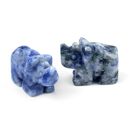 Natural Blue Spot Jasper Carved Healing Rhinoceros Figurines PW-WG79874-06-1