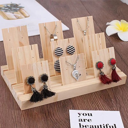 3-Slot Wooden Earring Display Card Stands EDIS-R027-01A-03-1
