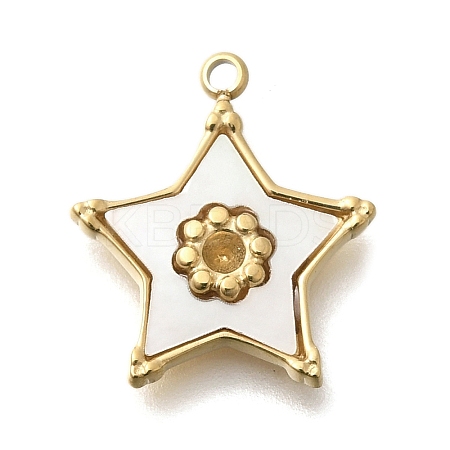 Ion Plating(IP) 304 Stainless Steel Pave Shell Pendants STAS-K263-71G-1