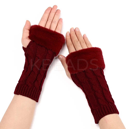 Acrylic Fibers Knitting Fingerless Gloves PW-WG53A2A-03-1