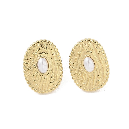 316 Surgical Stainless Steel & CCB Imitation Pearl Stud Earrings for Women STAS-B063-03G-04-1