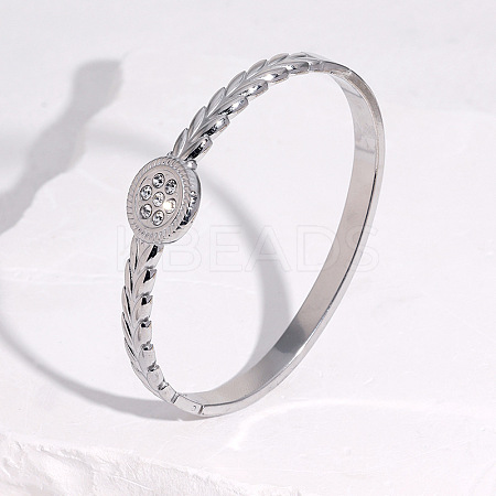 304 Stainless Steel Rhinestone Hinged Bangles FS-WG8BDCA-01-1