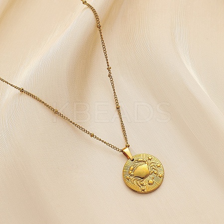Constellation Coin Stainless Steel Pendant Necklace for Women PW-WG95399-08-1