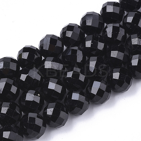 Natural Black Tourmaline Beads Strands G-S345-8mm-002-1