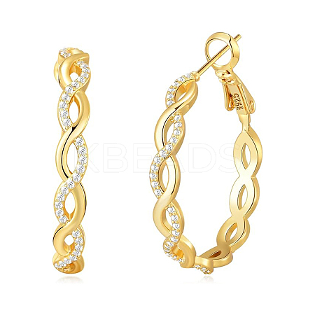 Fashionable S925 Silver Twisted Zirconia Earrings High-end Design Ear Hoops LF6799-1-1