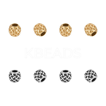 8Pcs 2 Colors 316 Surgical Stainless Steel European Beads FIND-UN0003-88-1