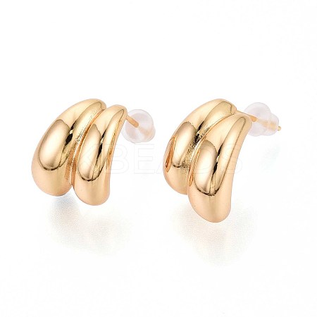 Brass Stud Earrings KK-T071-19G-01-1