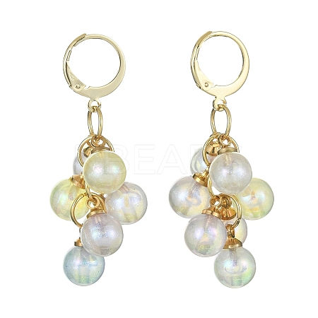 Acrylic Round Cluster Dangle Leverback Earrings EJEW-JE05283-1