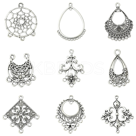 36Pcs 9 Styles Tibetan Style Alloy Chandelier Components Links TIBE-FS0003-24-1