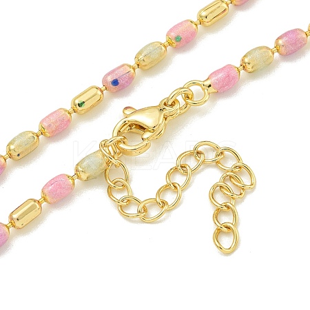 Brass Enamel Column Link Chain Necklaces NJEW-H039-04A-03G-1